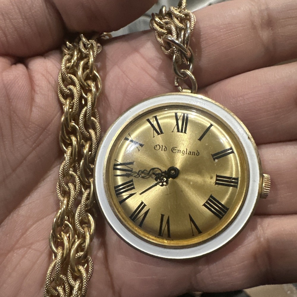 Working Vintage OLD ENGLAND Pocket Watch W/ Heavy Chain Manual Wind Swiss‎ Watch